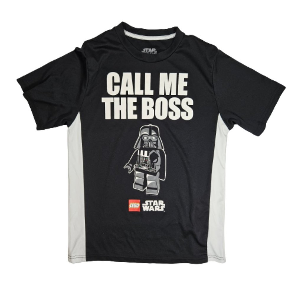 Star Wars Lego Darth Vader Call Me The Boss Shirt Boys size XL Black and White